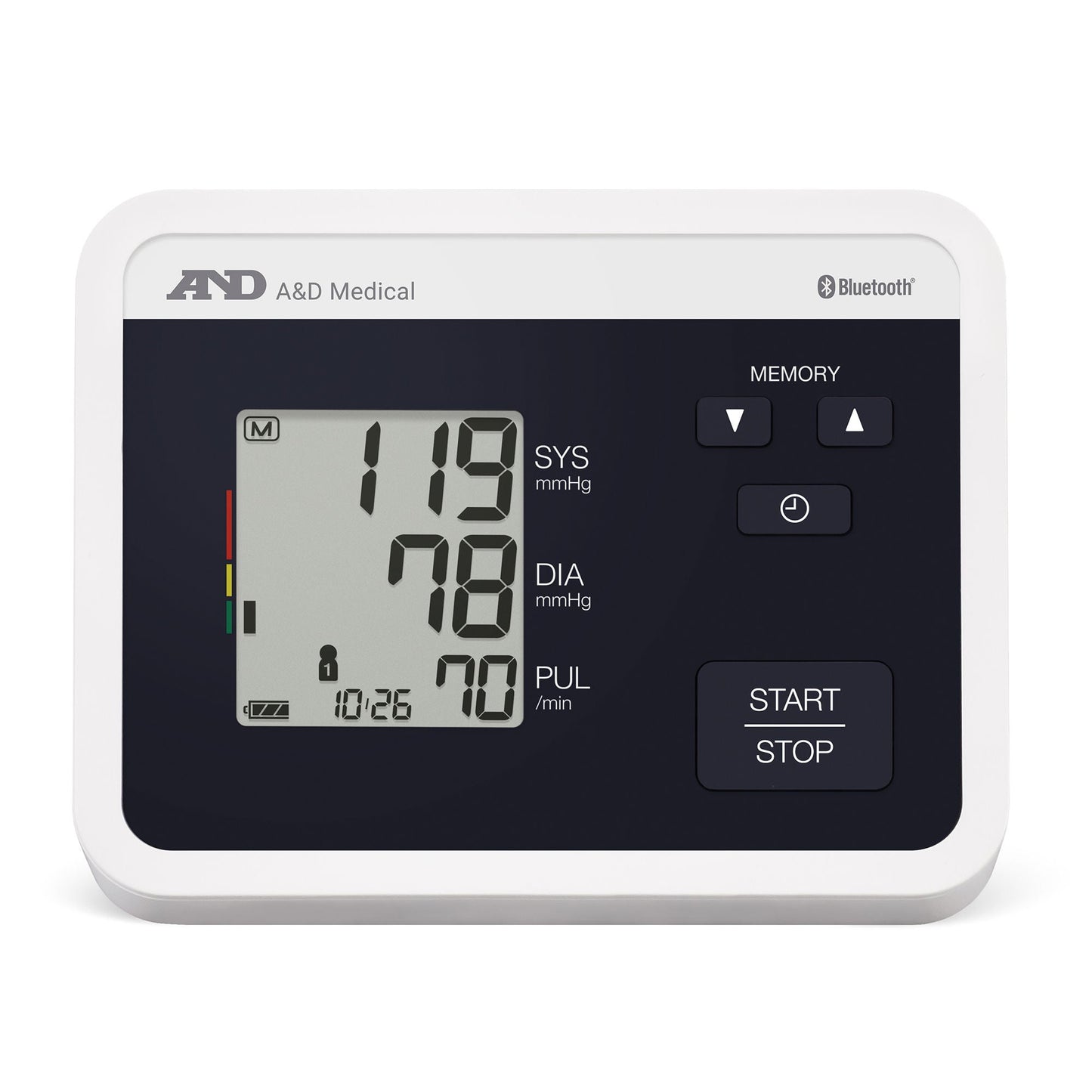 AND Home Automatic Digital Blood Pressure Monitor Wide Cuff Arm Nylon Cuff 22 to 42 cm Desk Model