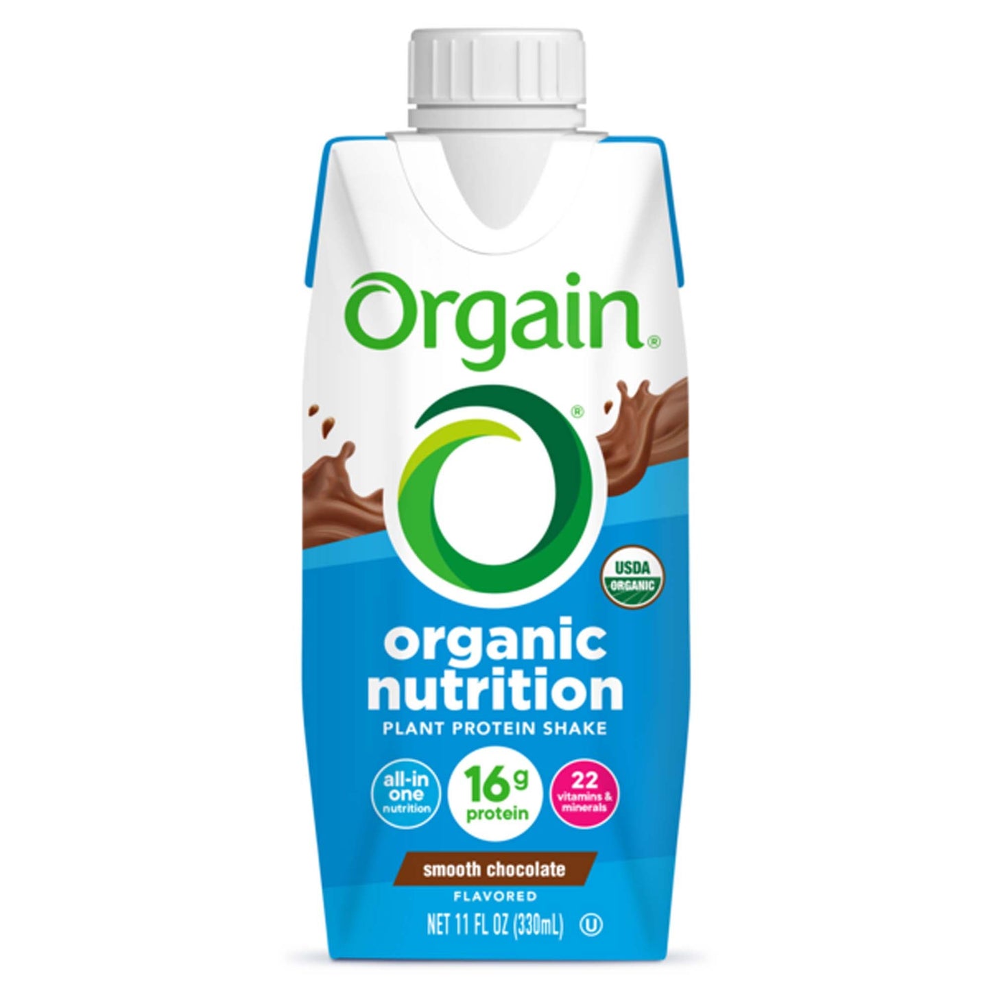 Orgain Organic Nutrition Vegan Shake Oral Supplement Smooth Chocolate Flavor Liquid Carton