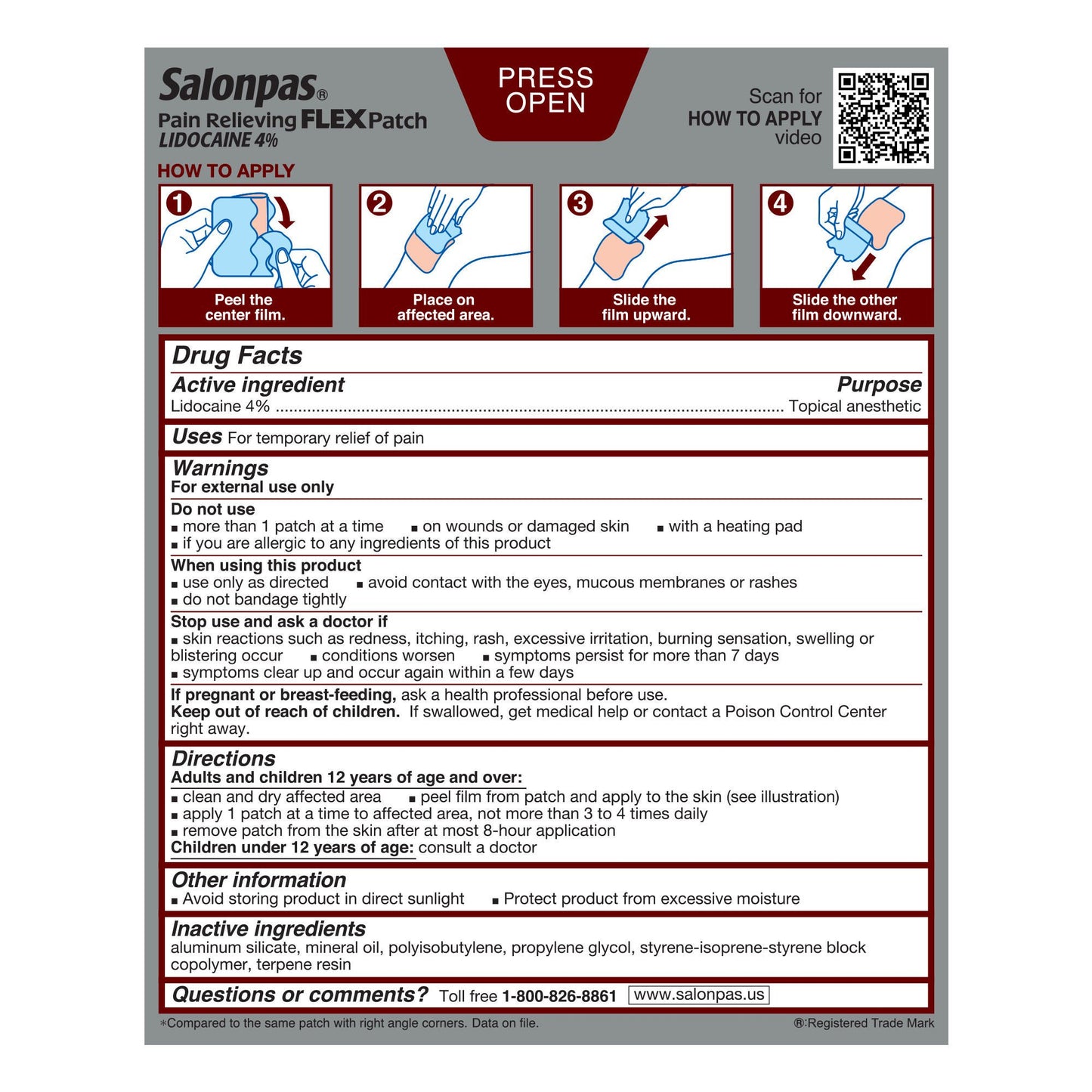 Salonpas® Lidocaine Topical Pain Relief Patch