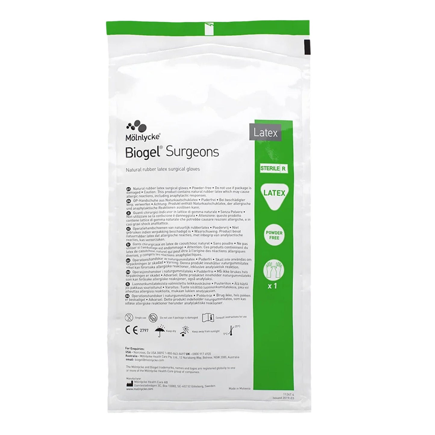 Sterile Biogel® Surgeons Latex Surgical Gloves, Straw