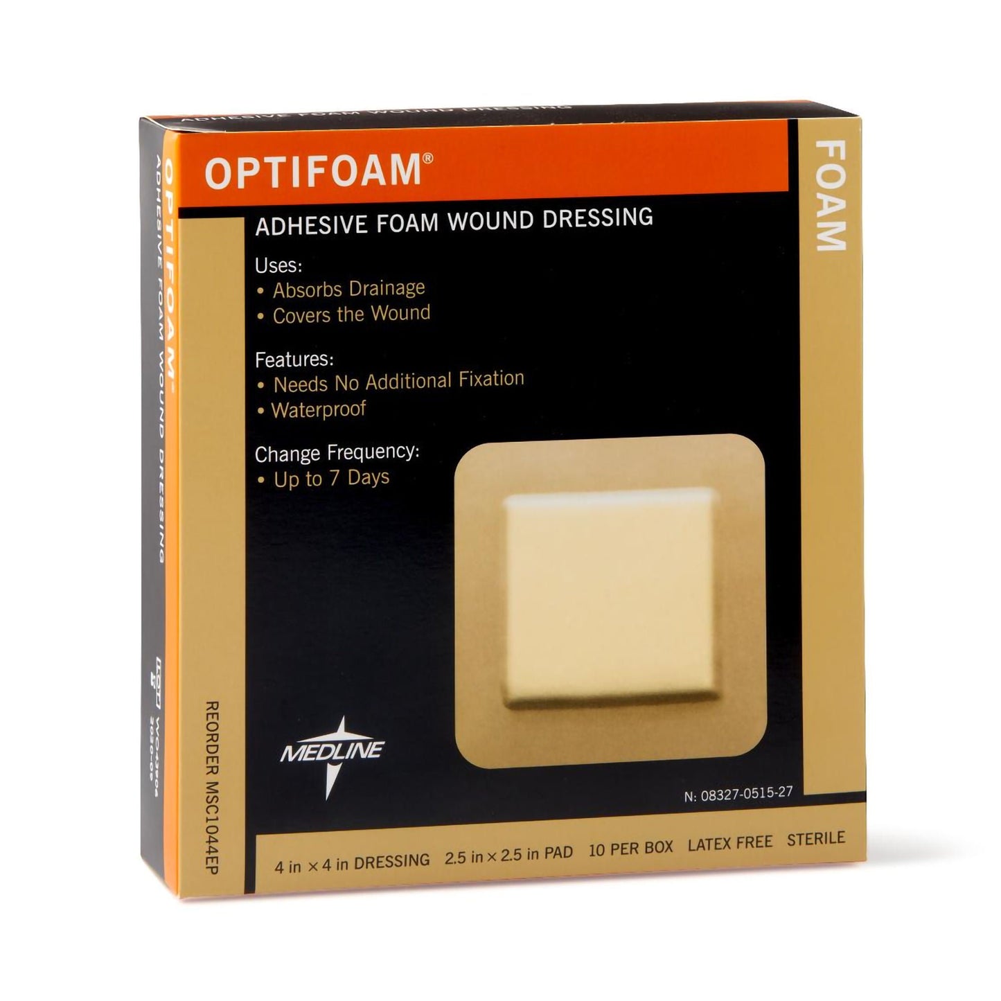 Optifoam® Adhesive with Border Foam Dressing, 4½ x 4½ Inch