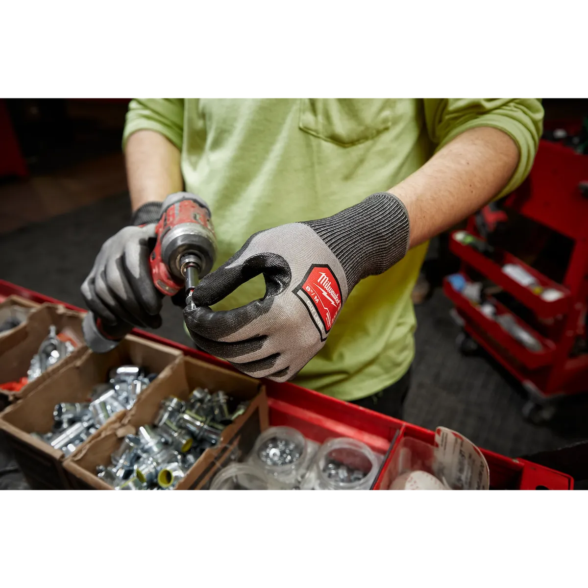 Milwaukee 12 Pair Cut Level 4 High Dexterity Polyurethane Dipped Gloves 48-73-8740B | ANSI Cut A4, 12-Piece
