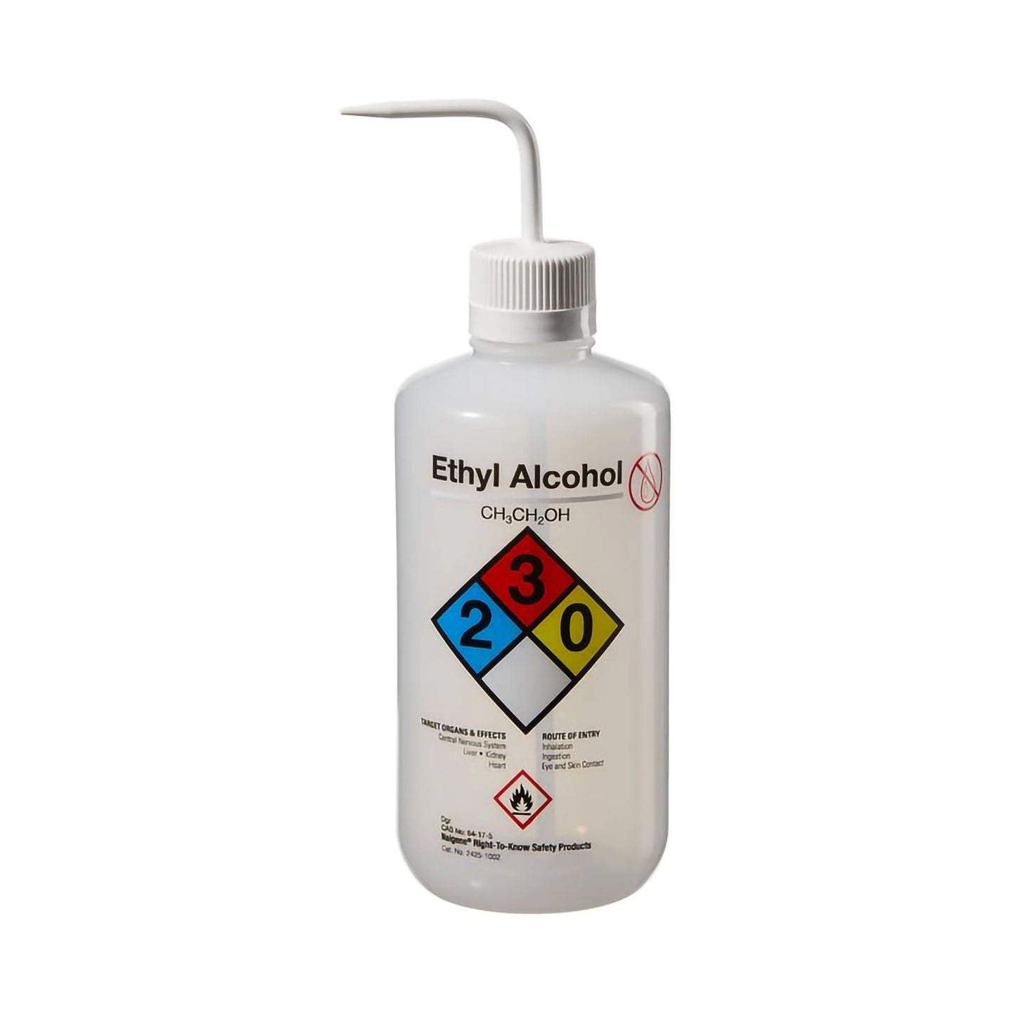 Nalgene Right-to-Know Safety Wash Bottle Ethyl Alcohol Label / Narrow Mouth LDPE / Polypropylene (32 oz.)