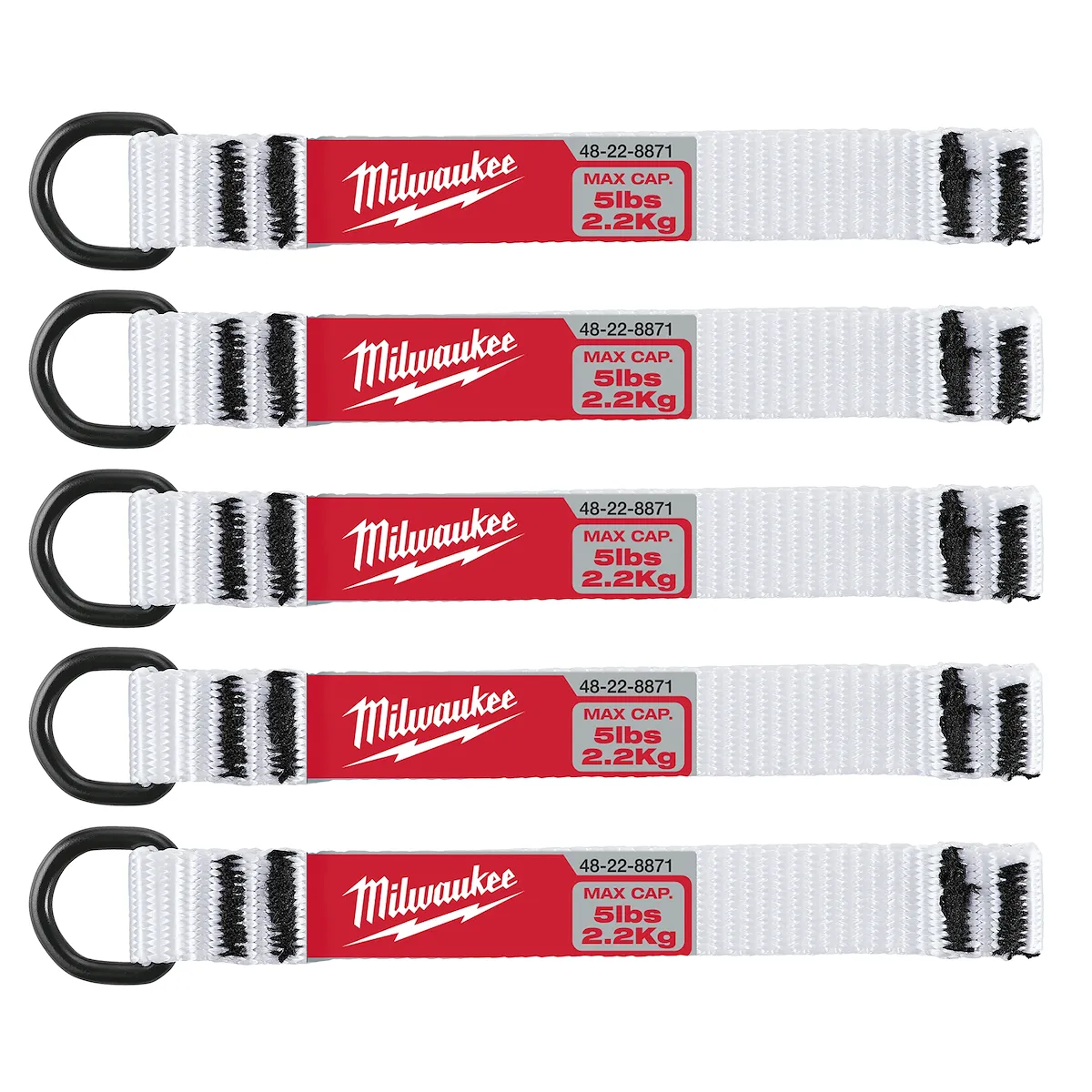 Milwaukee 5pc 5lb D-Ring Web Attachment 48-22-8871 | 5-Piece