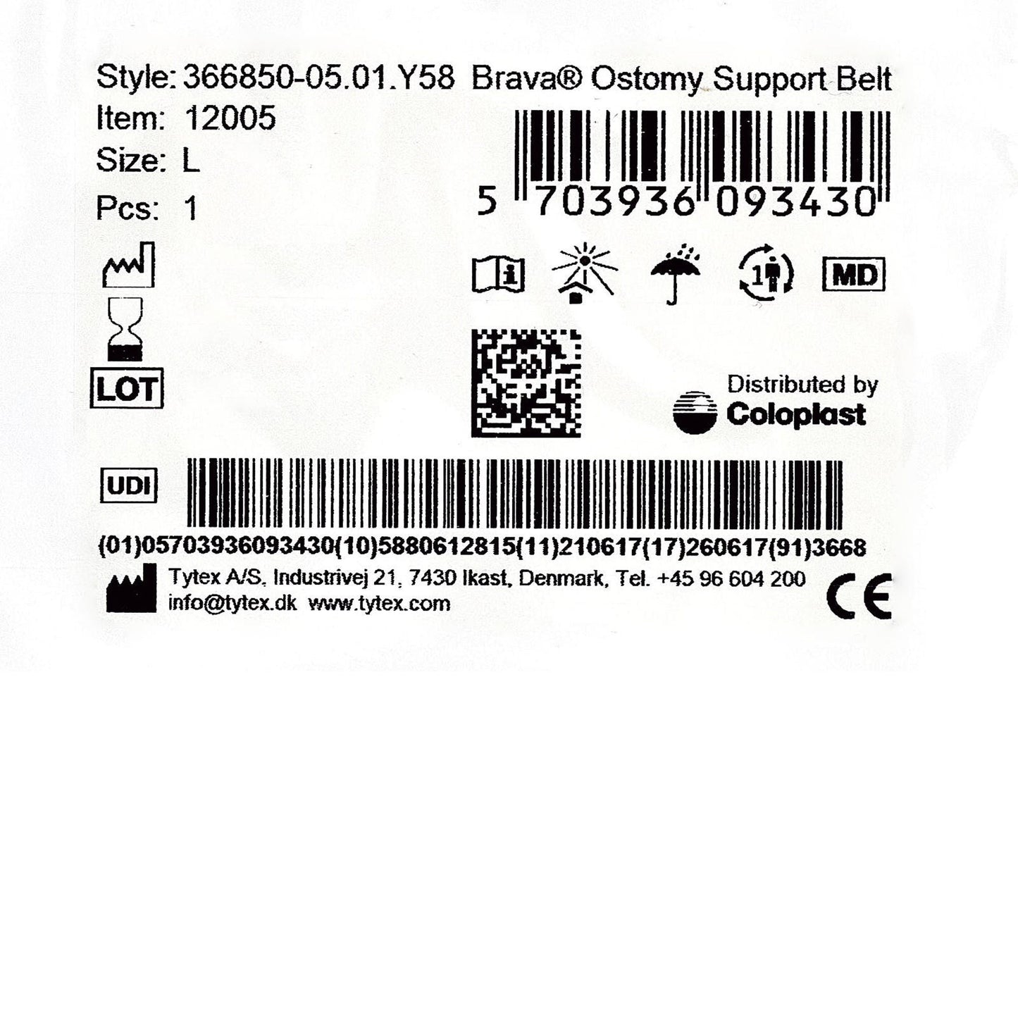 Brava® Support Belt for Ostomy Appliance, fits waists