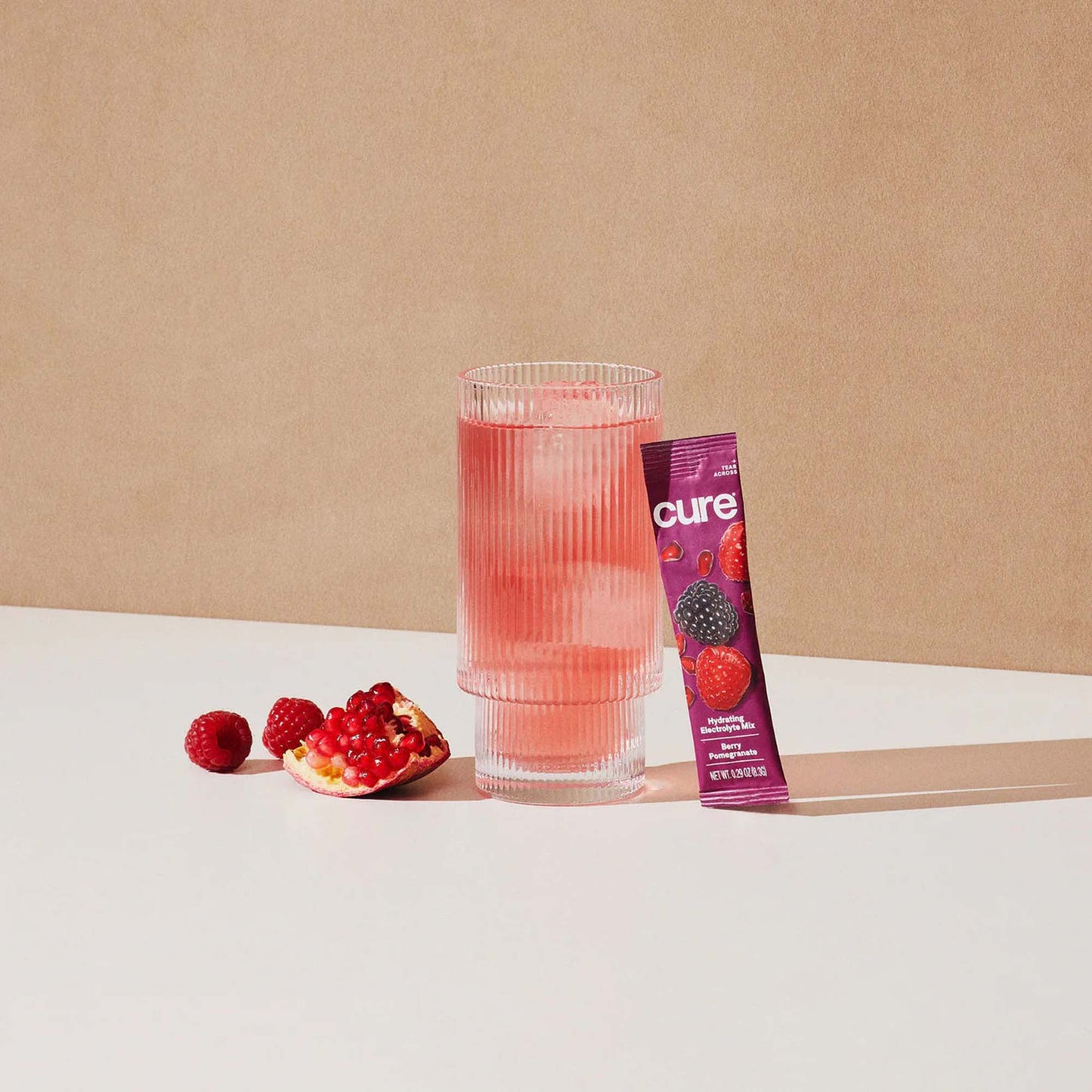 Cure Electrolyte Drink Mix made with Coconut Water, Berry, 7.7-gram Packets