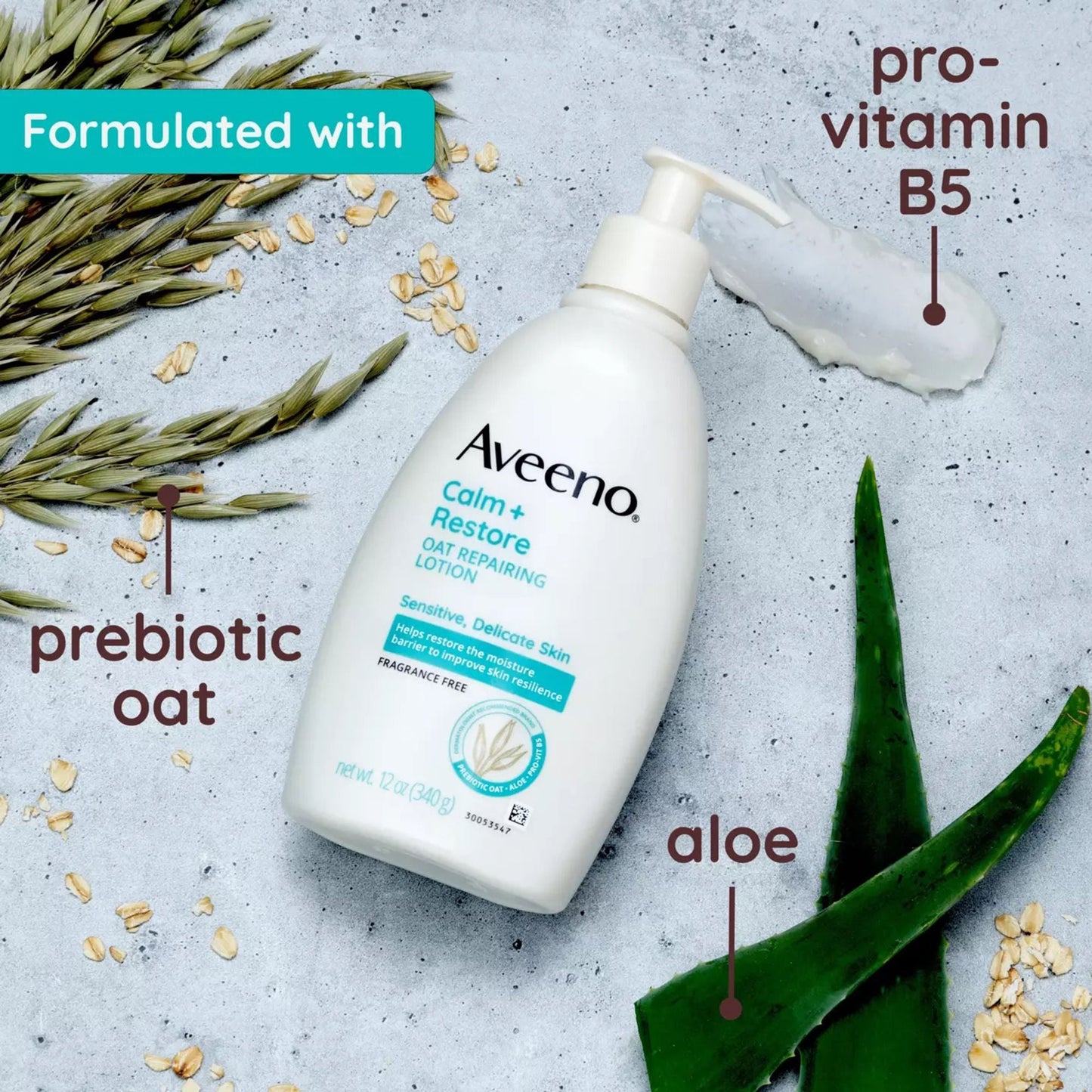 Aveeno® Calm + Restore Oat Repairing Lotion Fragrance Free, Pump Bottle
