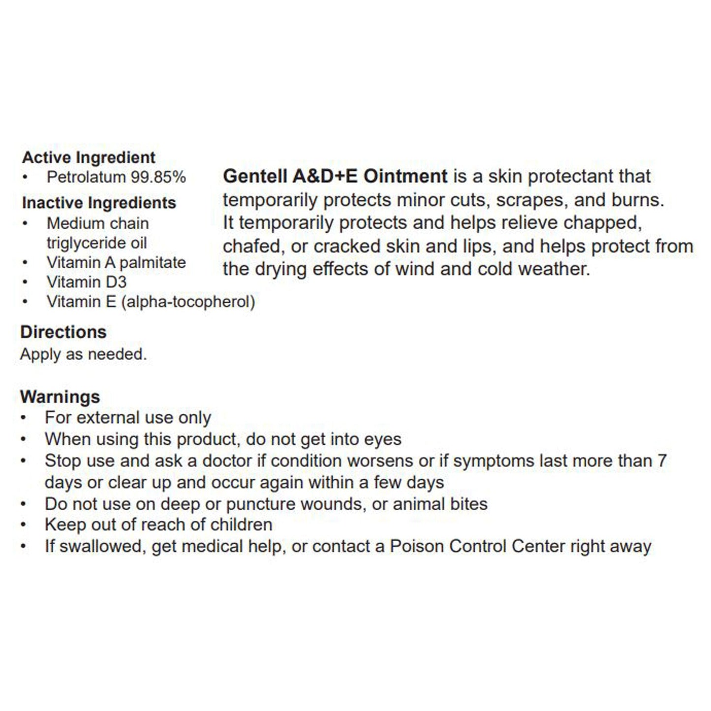 Gentell® A & D Ointment, jar