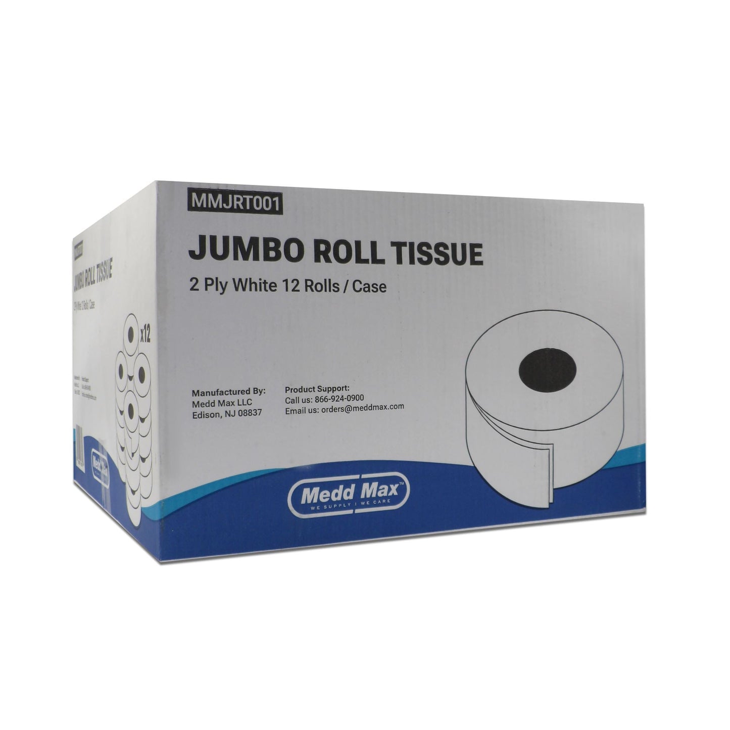 Medd Max Toilet Tissue White 2-Ply Jumbo Size Cored Roll Continuous Sheet 3-1/