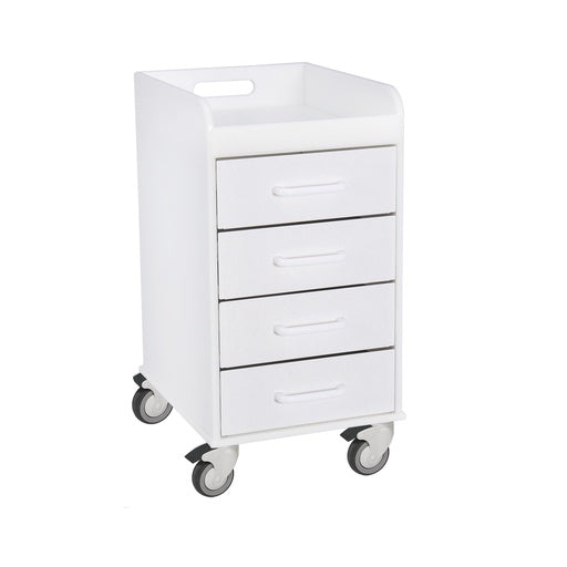 Compact Lab Cart with 4 Drawers, HDPE Under-Counter Mobile Cart — Black & White, Each | TrippNT