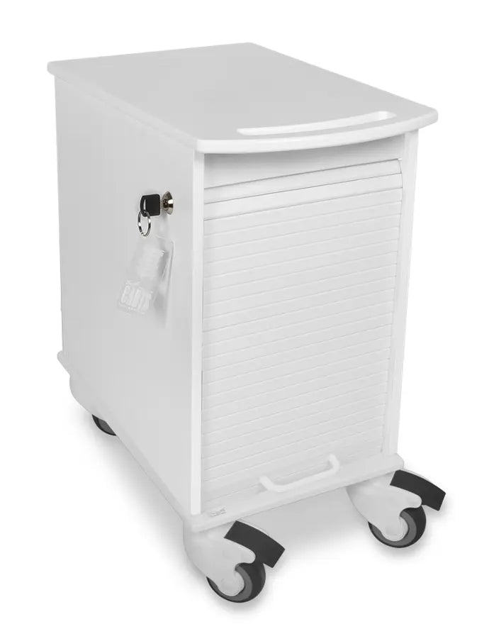 Narrow Locking Lab Cart, 3-Shelf HDPE Tambour — 11.875-Inch Wide, 2 Colors, 1/Each | TrippNT