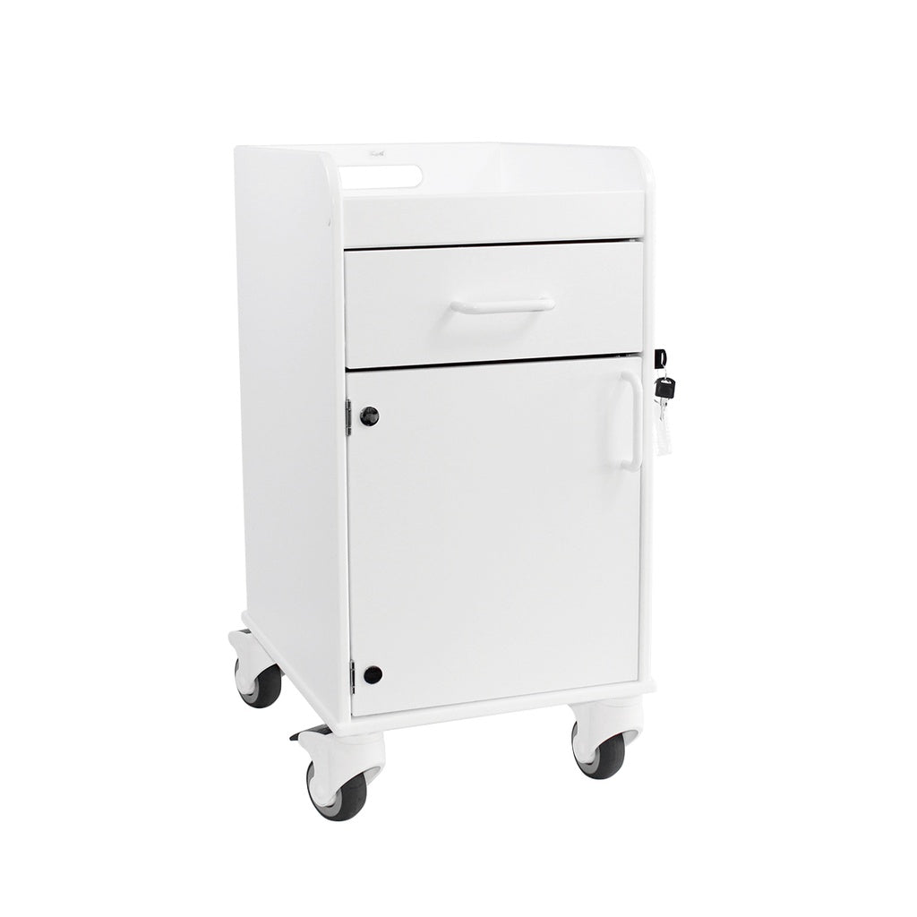 Bedside Cart with Lockable Drawer, HDPE — Patient Belongings Cart, 2 Colors, 1/Each | TrippNT