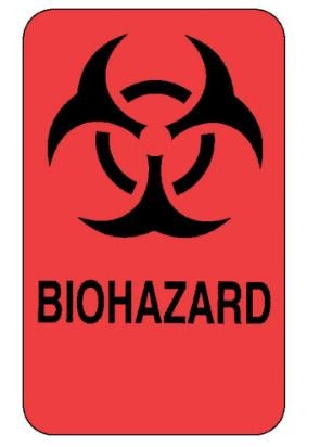 Fisherbrand Pre-Printed Label Caution Label Fluorescent Red Paper Biohazard / Symbol Black Biohazard