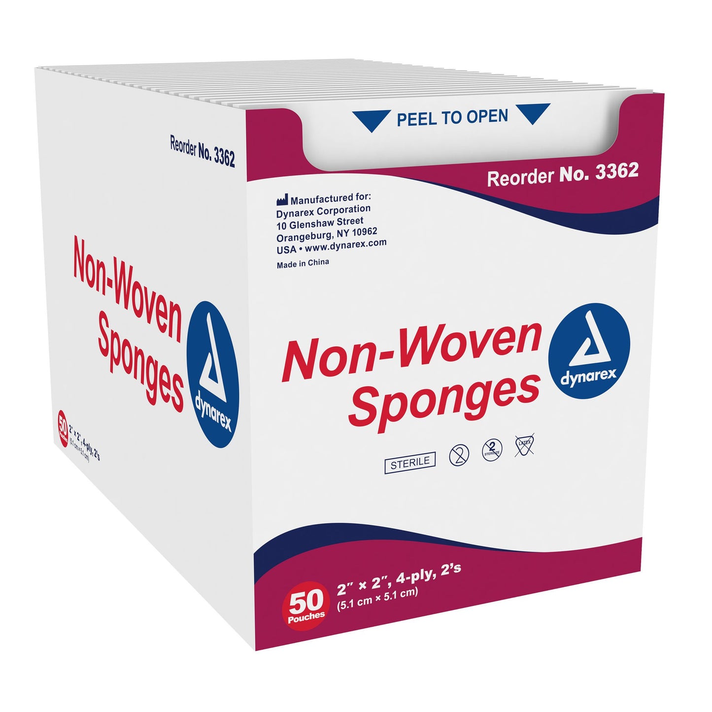 dynarex® Sterile Nonwoven Sponge, Four Ply