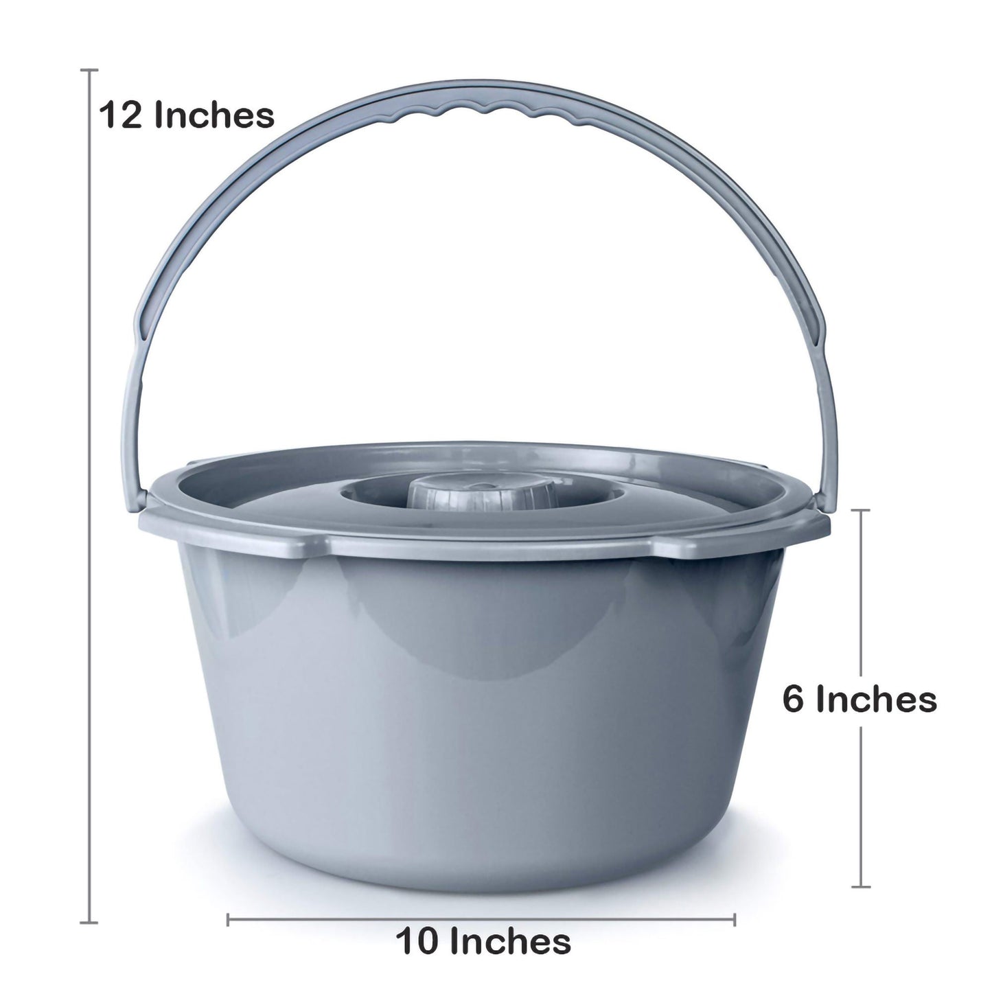 McKesson Commode Bucket With Metal Handle And Cover, Gray