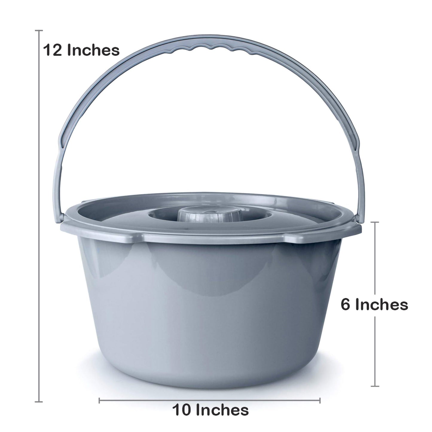 McKesson Commode Bucket With Metal Handle And Cover, Gray