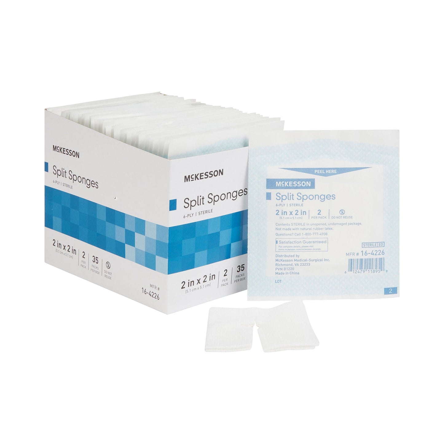 McKesson IV/Drain Split Dressing, Six Ply