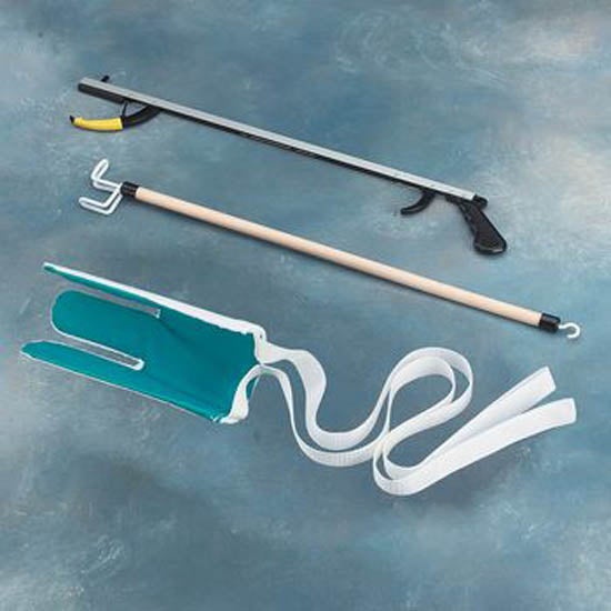 SammonsPreston Assistive Device Kit 4 ADL Hip / Knee Equipment Kit Reacher - 26 Inch Length / Dressing Stick - 26 Inch Length