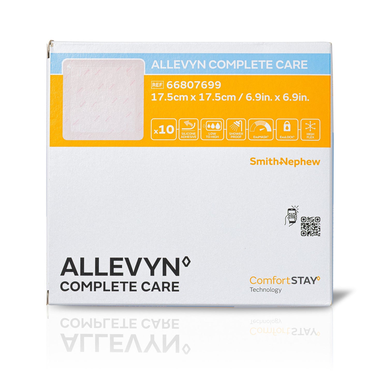 Allevyn Complete Care Foam Dressing With Border Film Backing Silicone Adhesive Square
