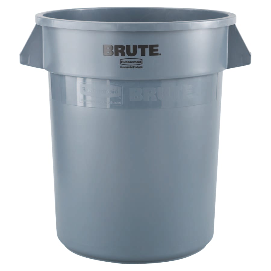 Rubbermaid Commercial BRUTE® Round Container without Lid, 20 gal, Heavy-Duty Plastic, Gray (FG262000GRAY)