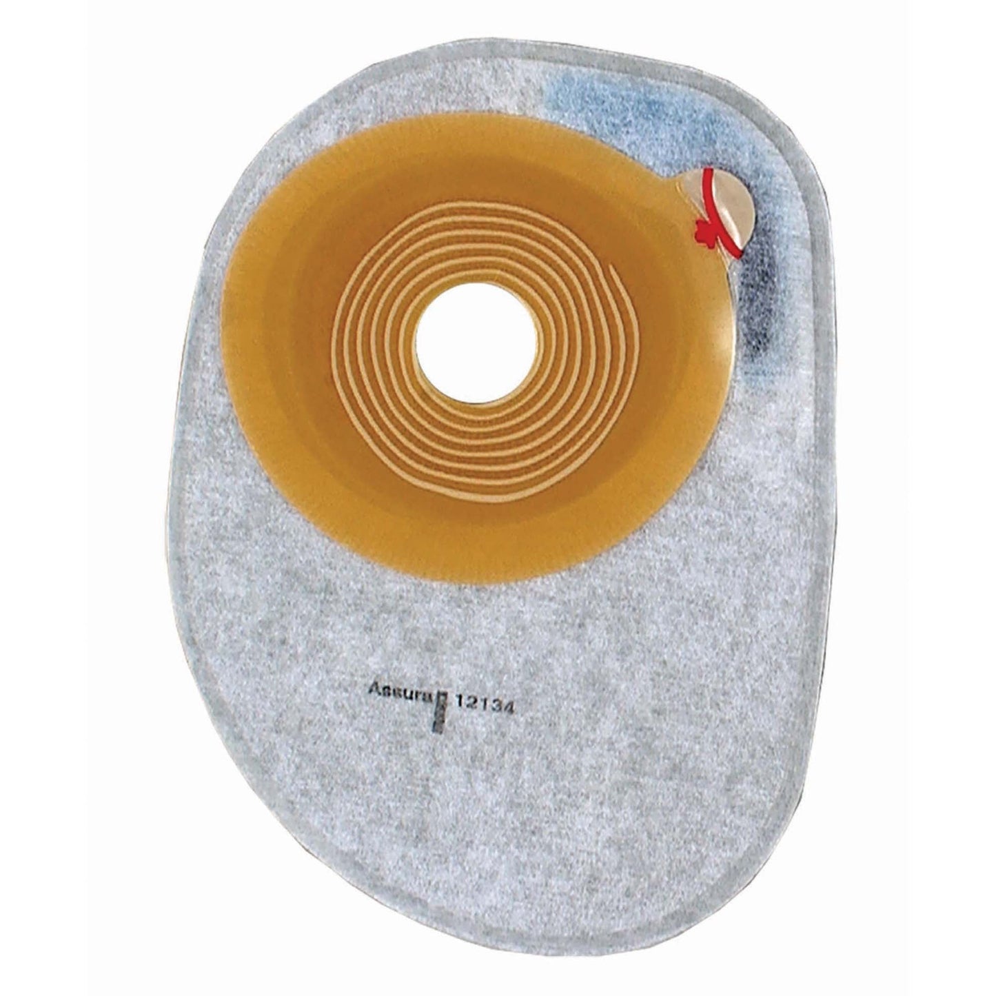Assura Ostomy Pouch One-Piece System Length, Midi Flat, Pre-Cut 1-3/8 Inch Stoma Closed End