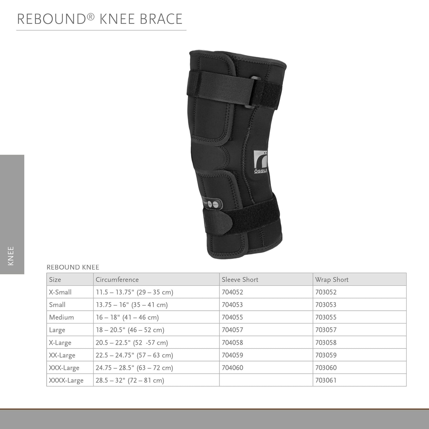 Ossur Rebound® Wraparound / Open Patella Hinged Knee Brace, Extra Large