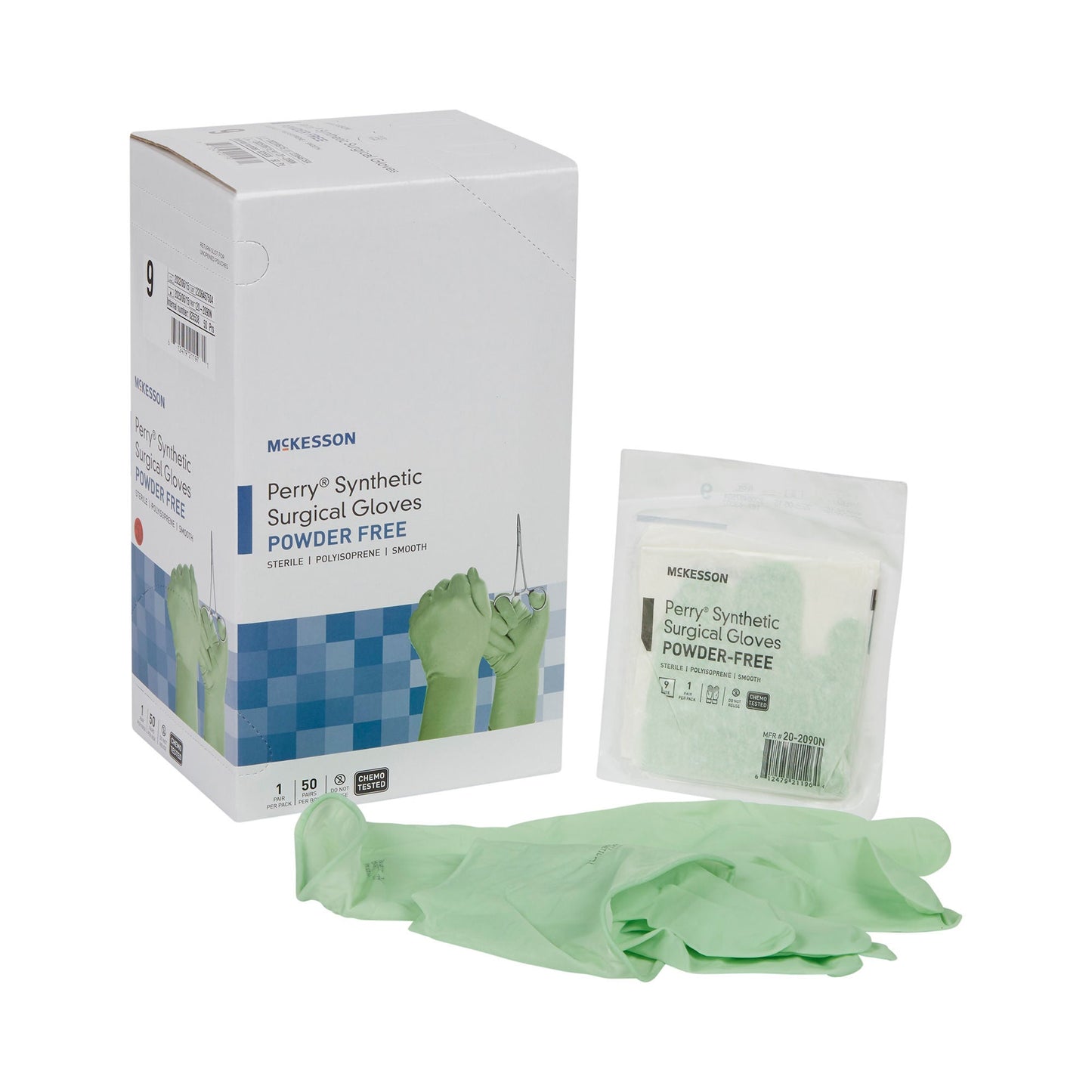 Sterile McKesson Perry® Performance Plus Polyisoprene Surgical Gloves, Green