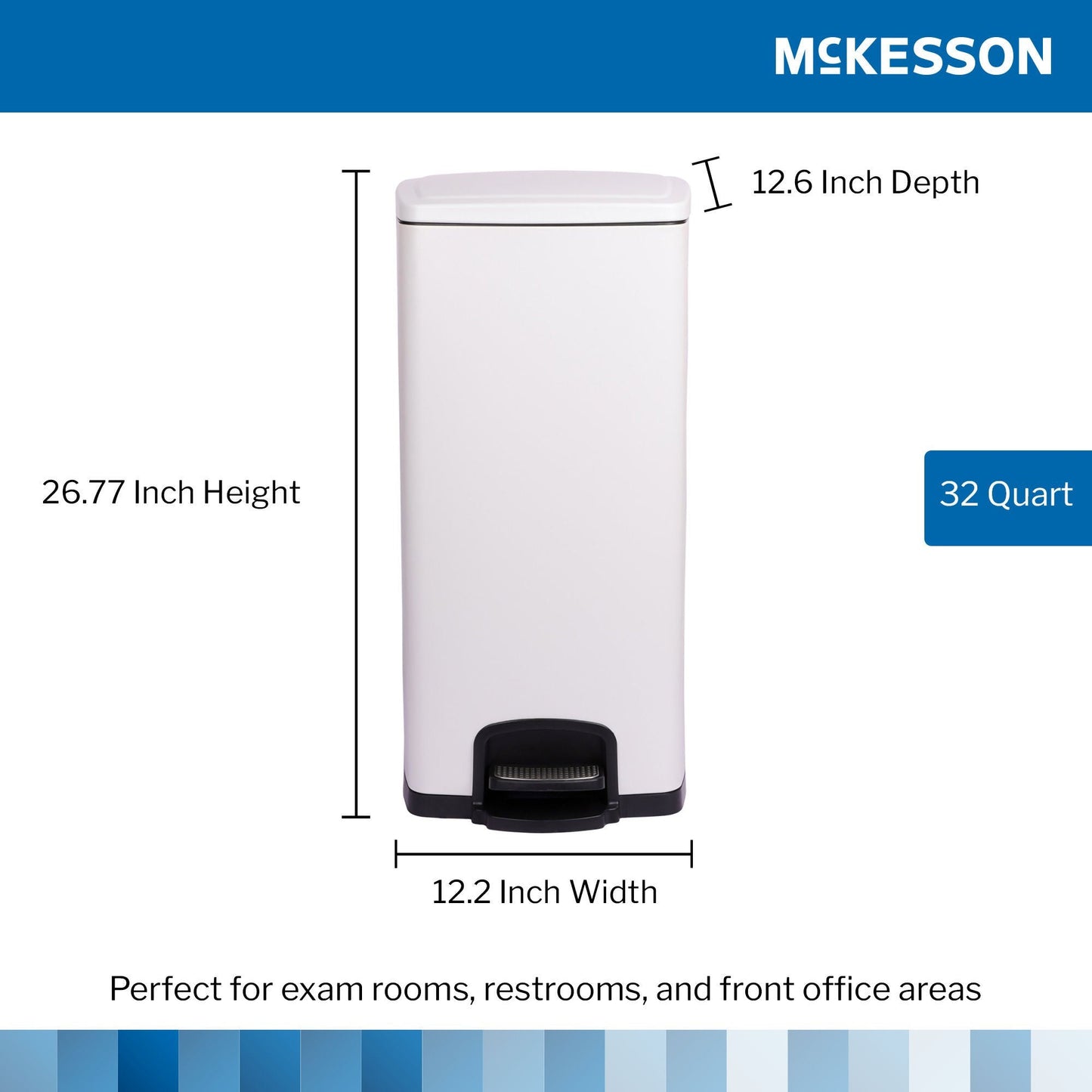 McKesson White Square Step-On Trash Can