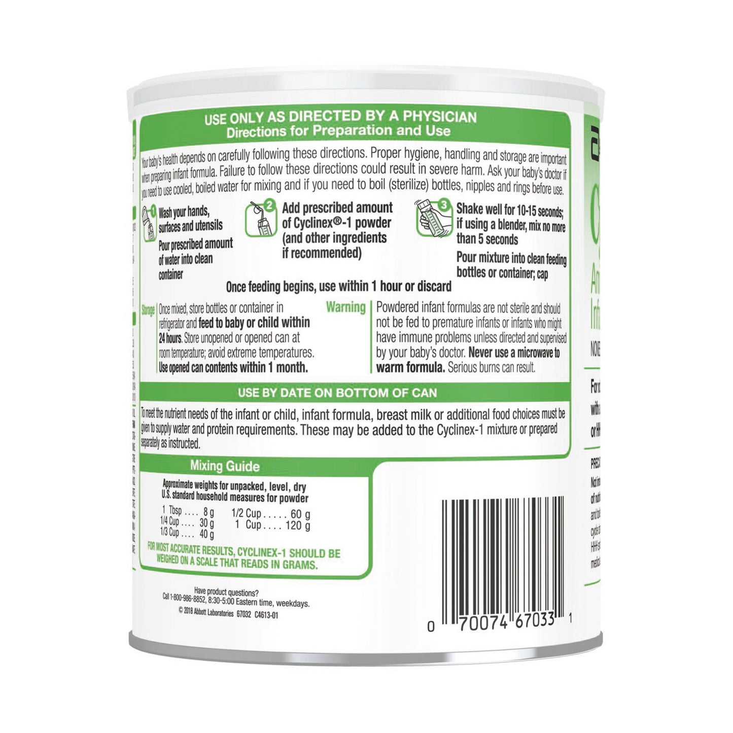 Cyclinex®-1 Amino Acid-Modified Infant Formula With Iron, can