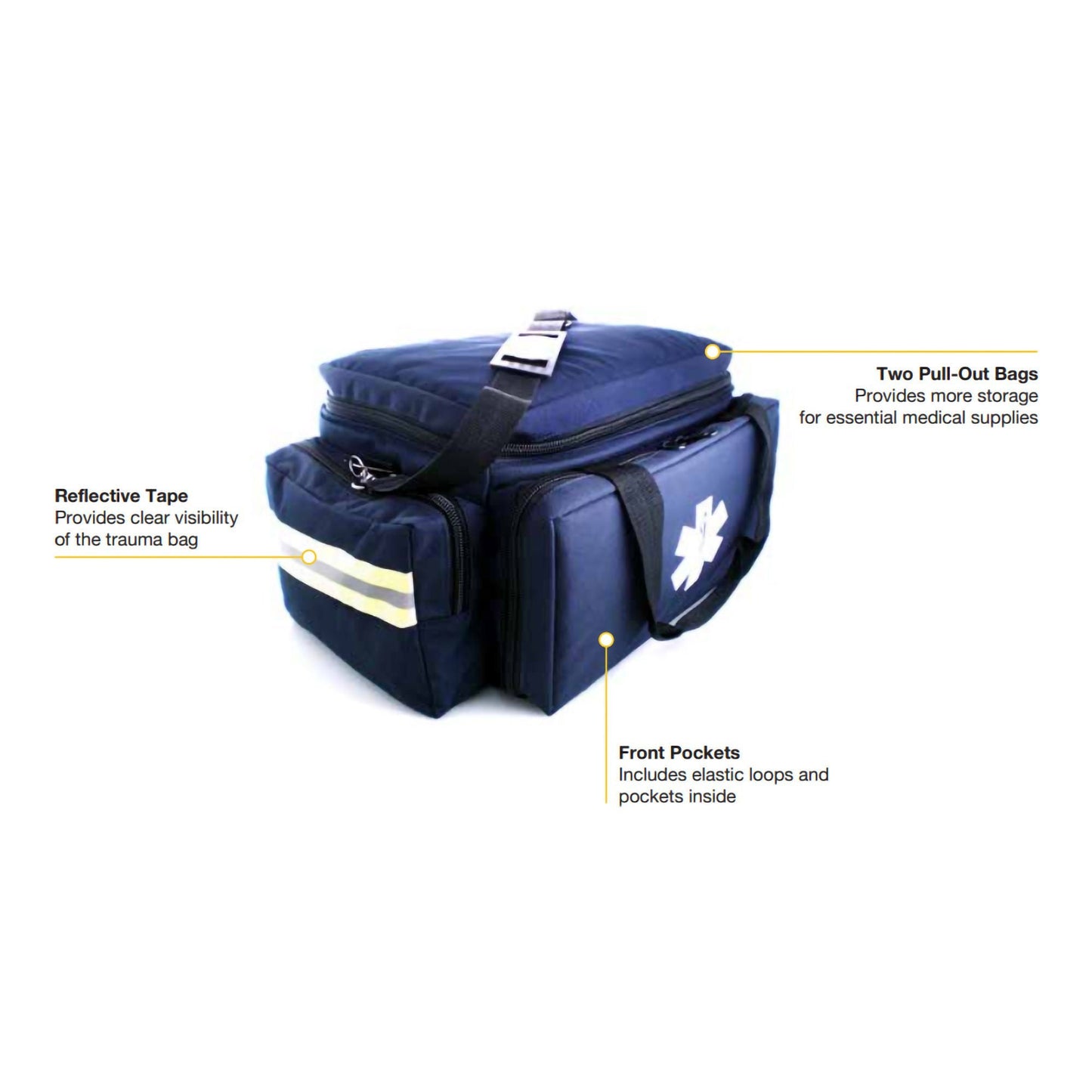 MedSource Trauma Bag Navy Blue Water Resistant Fabric 10-