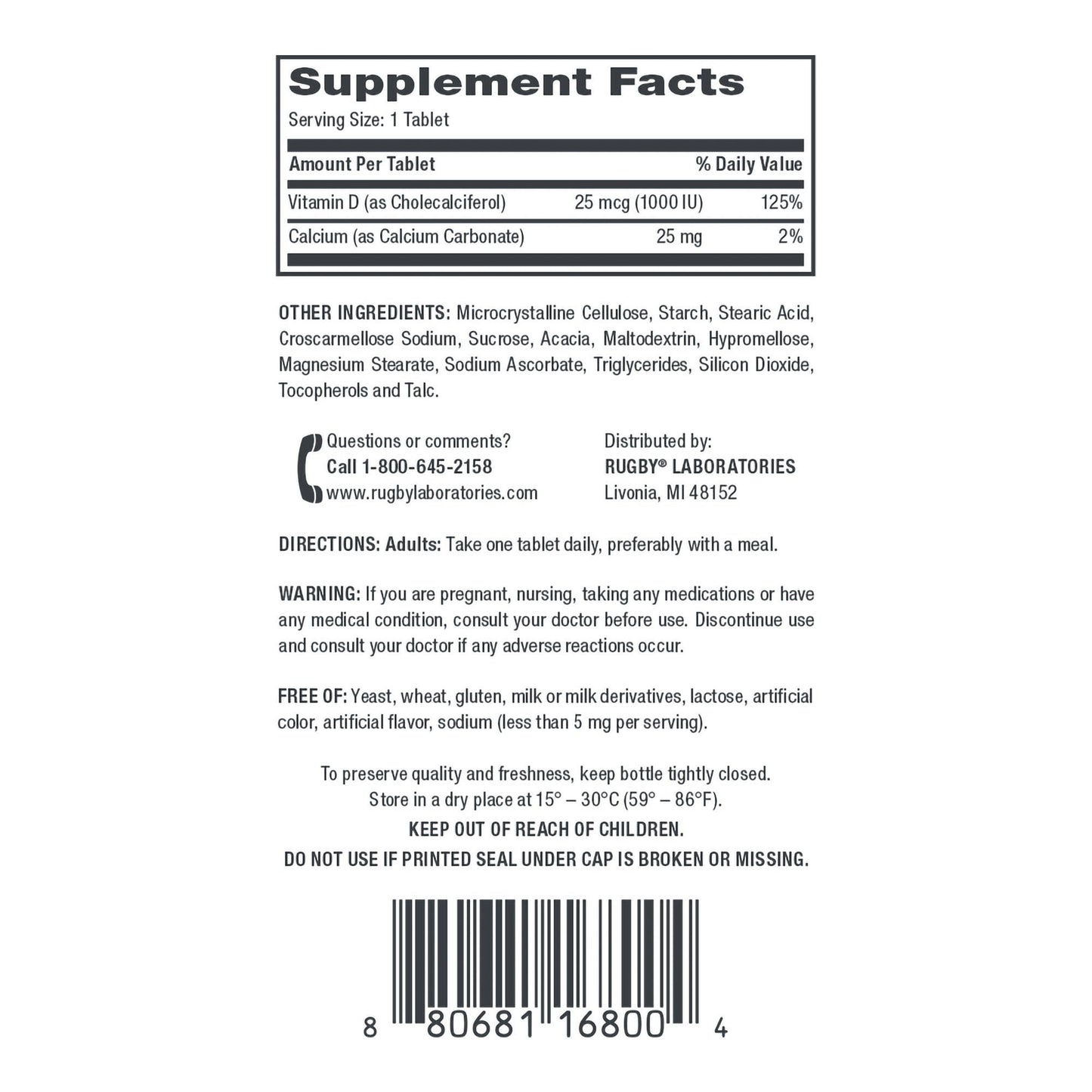 Vitamin Supplement Vitamin D3 25 mcg Strength Tablet