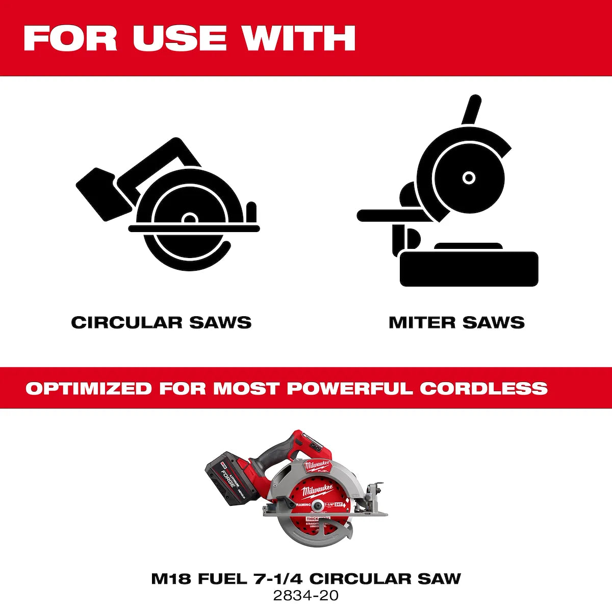 Milwaukee 7-1/4" 24T Thick Kerf Framing Circular Saw Blade Contractor Pack (25 PK) 48-40-2740 | 25-Piece