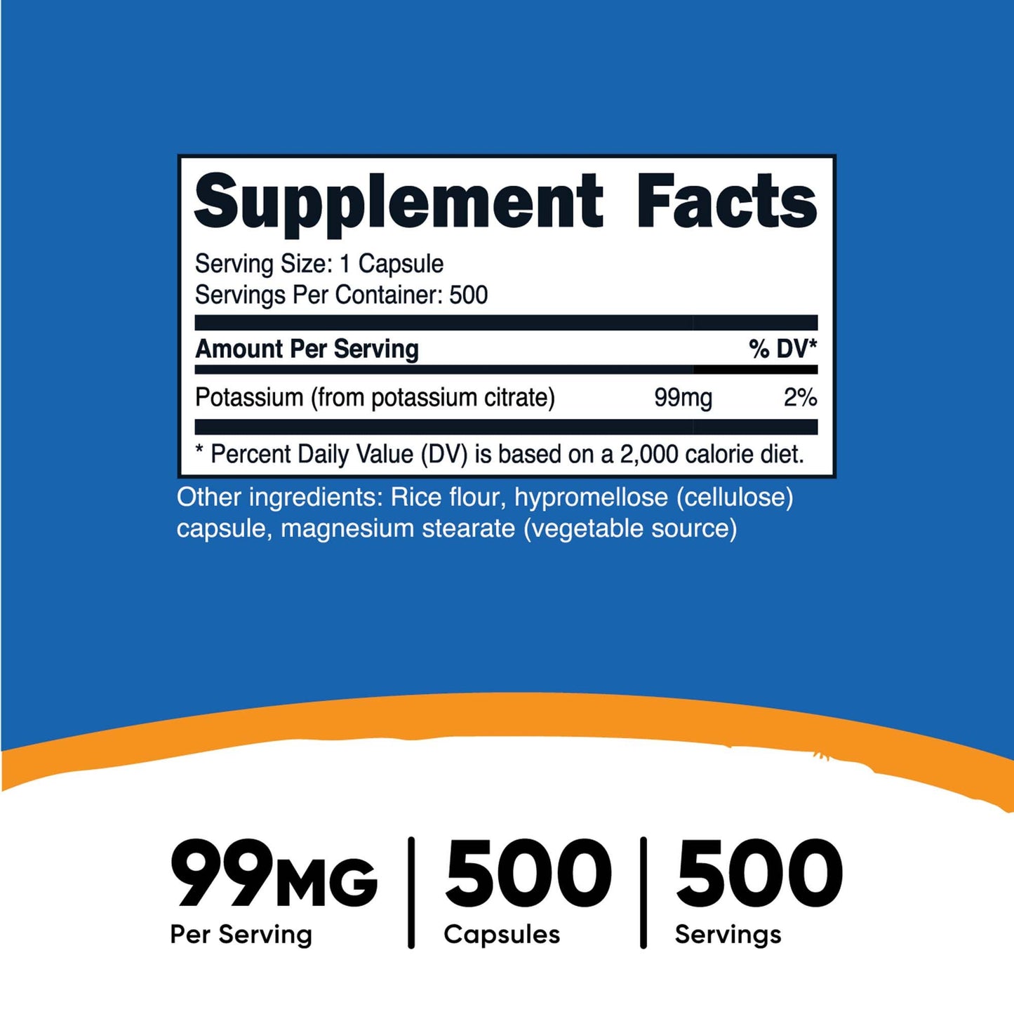 nutricost Dietary Supplement Potassium Citrate 99 mg Strength Capsule