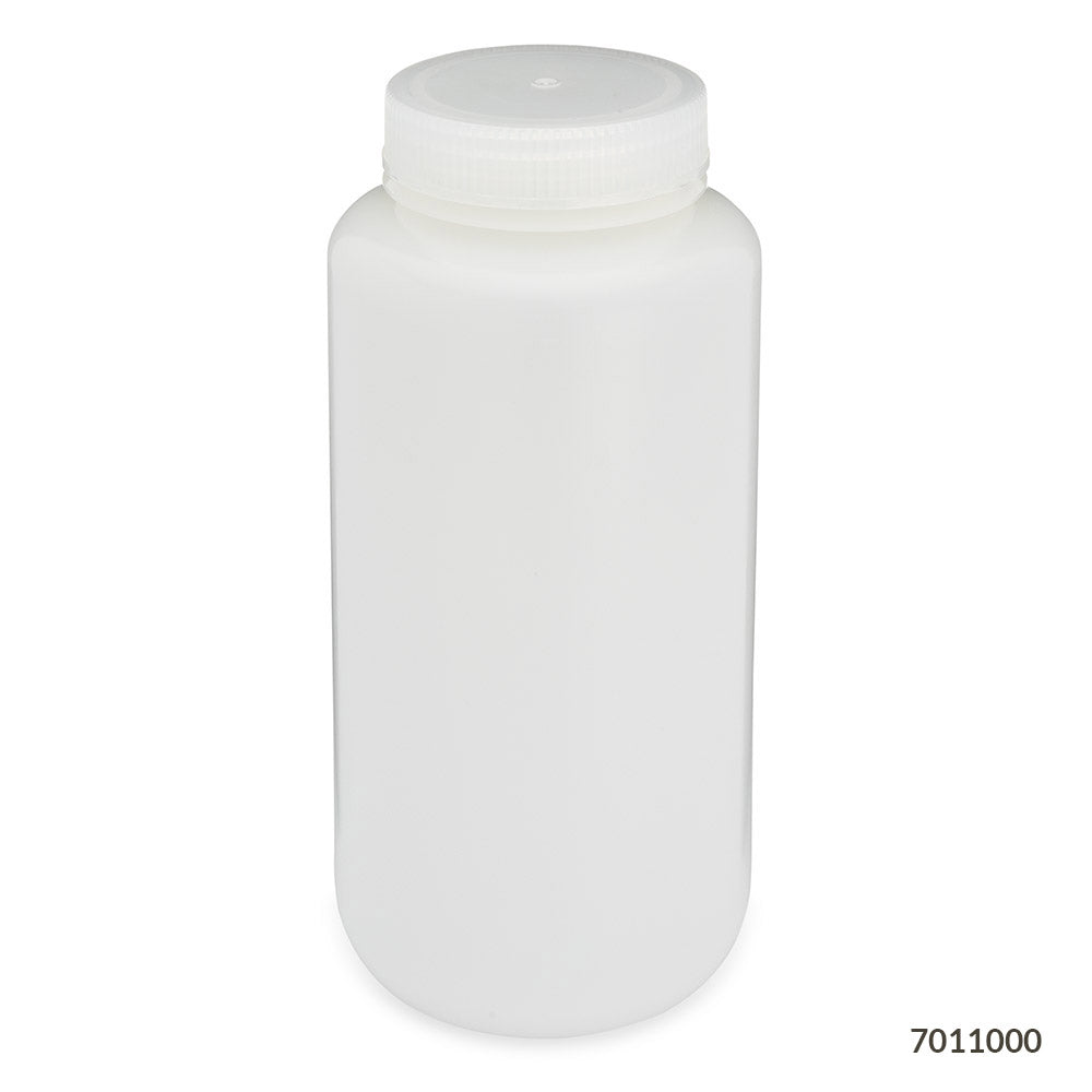 Wide-Mouth HDPE Bottles, Attached PP Screw Cap — 30–1000 mL, 6–12/Pack | Globe Scientific