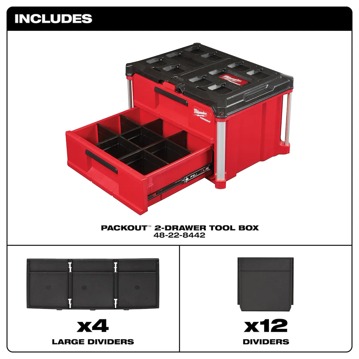 Milwaukee PACKOUT 2-Drawer Tool Box 48-22-8442