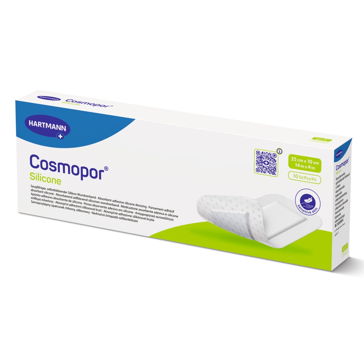 Cosmopor Silicone Island Dressing Rectangle Sterile Water Resistant Nonwoven Backing