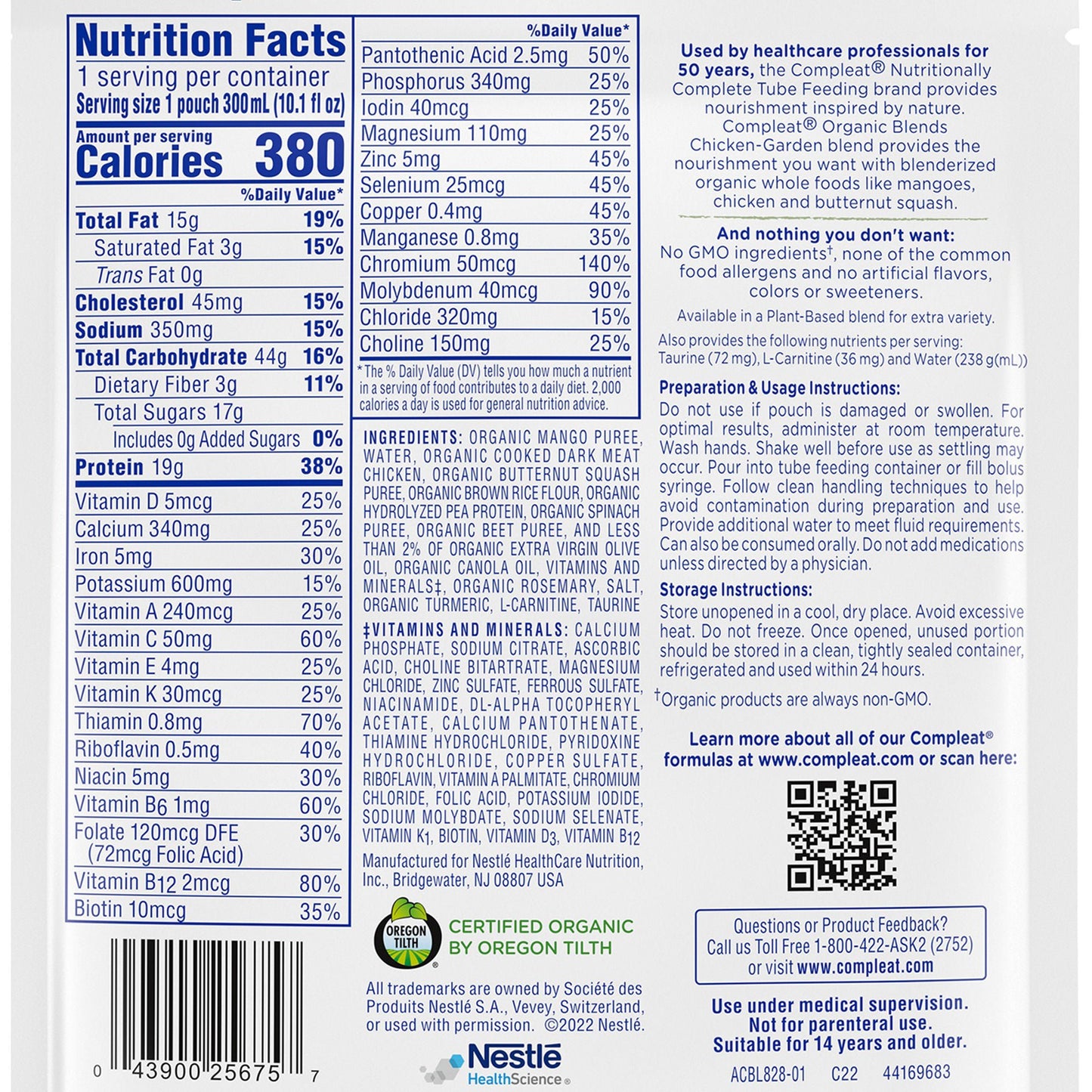 Compleat Organic Blends Oral Supplement Chicken Garden Flavor Liquid Pouch