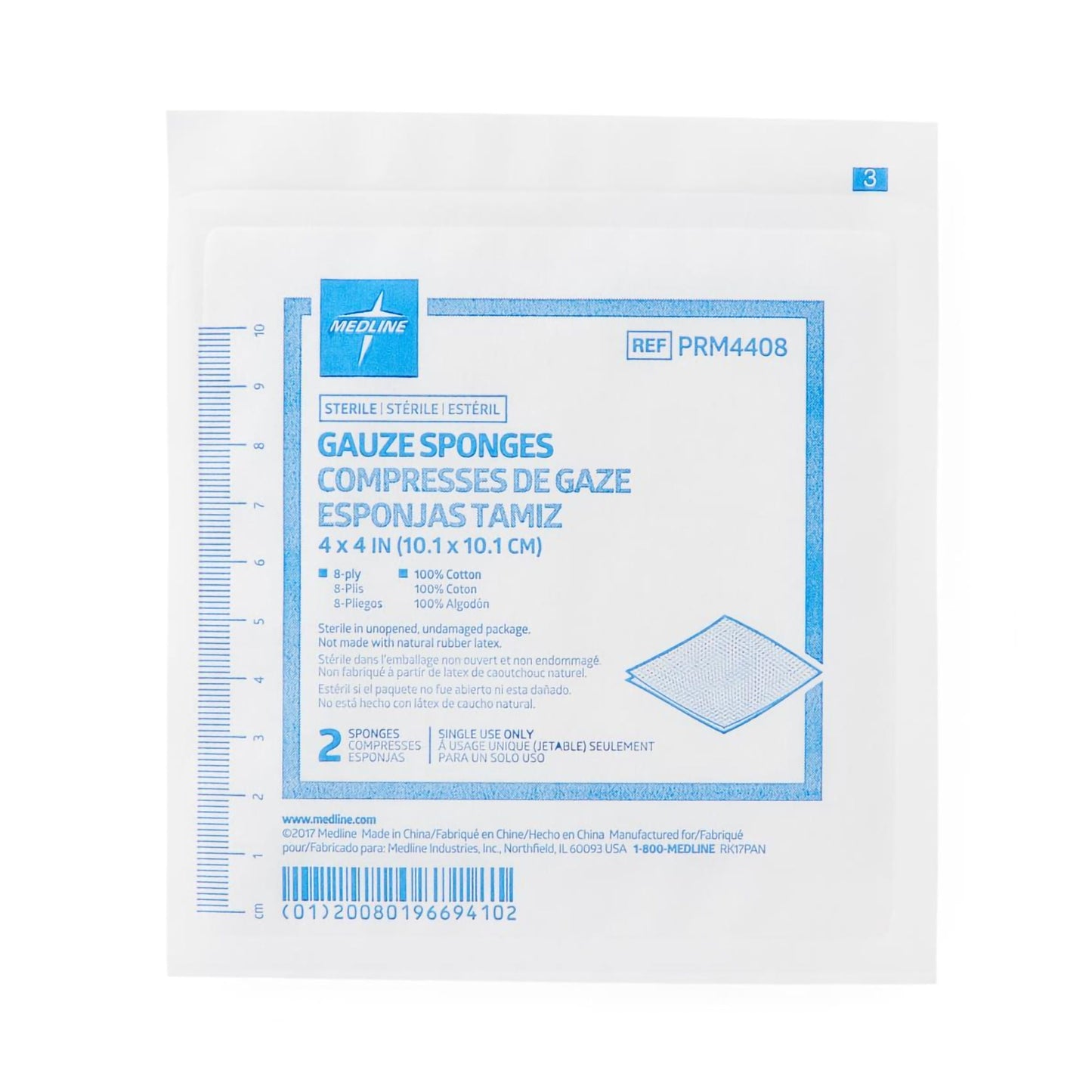 Caring® Sterile Gauze Sponge, 8-Ply