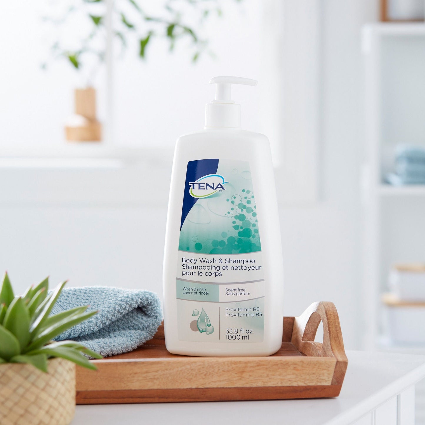 Tena Unscented Shampoo and Body Wash, Pump Bottle