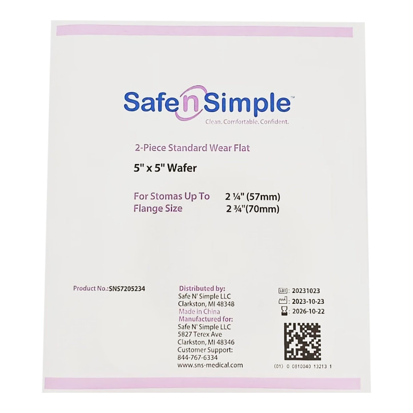 Safe n Simple Ostomy Barrier Trim to Fit, Standard Wear Flexible Tape Flange Up to 2-1/4 Inch Opening