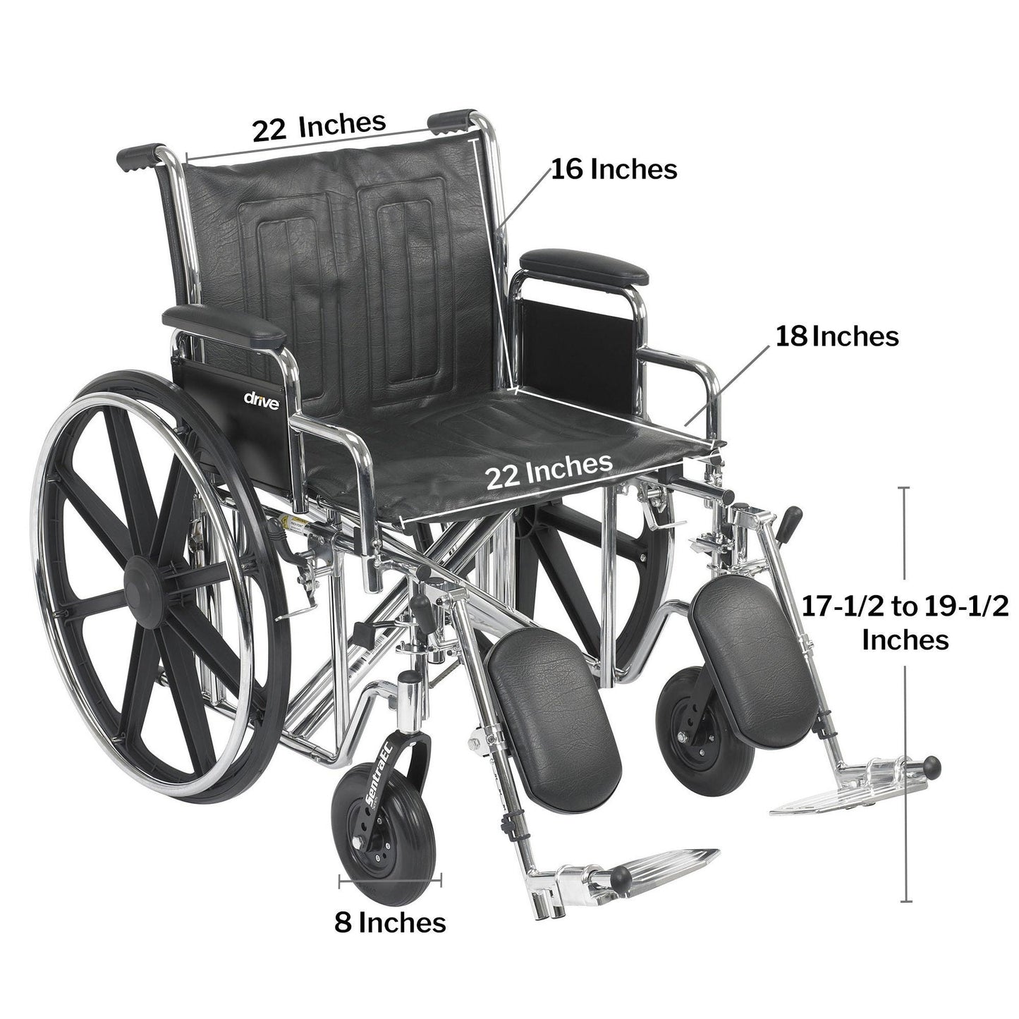 McKesson Bariatric Wheelchair, 22 Inch Seat Width