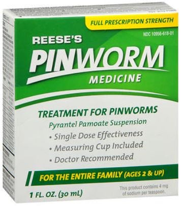 Reese's Pin Worm Treatment Pyrantel Pamoate Oral Suspension Bottle