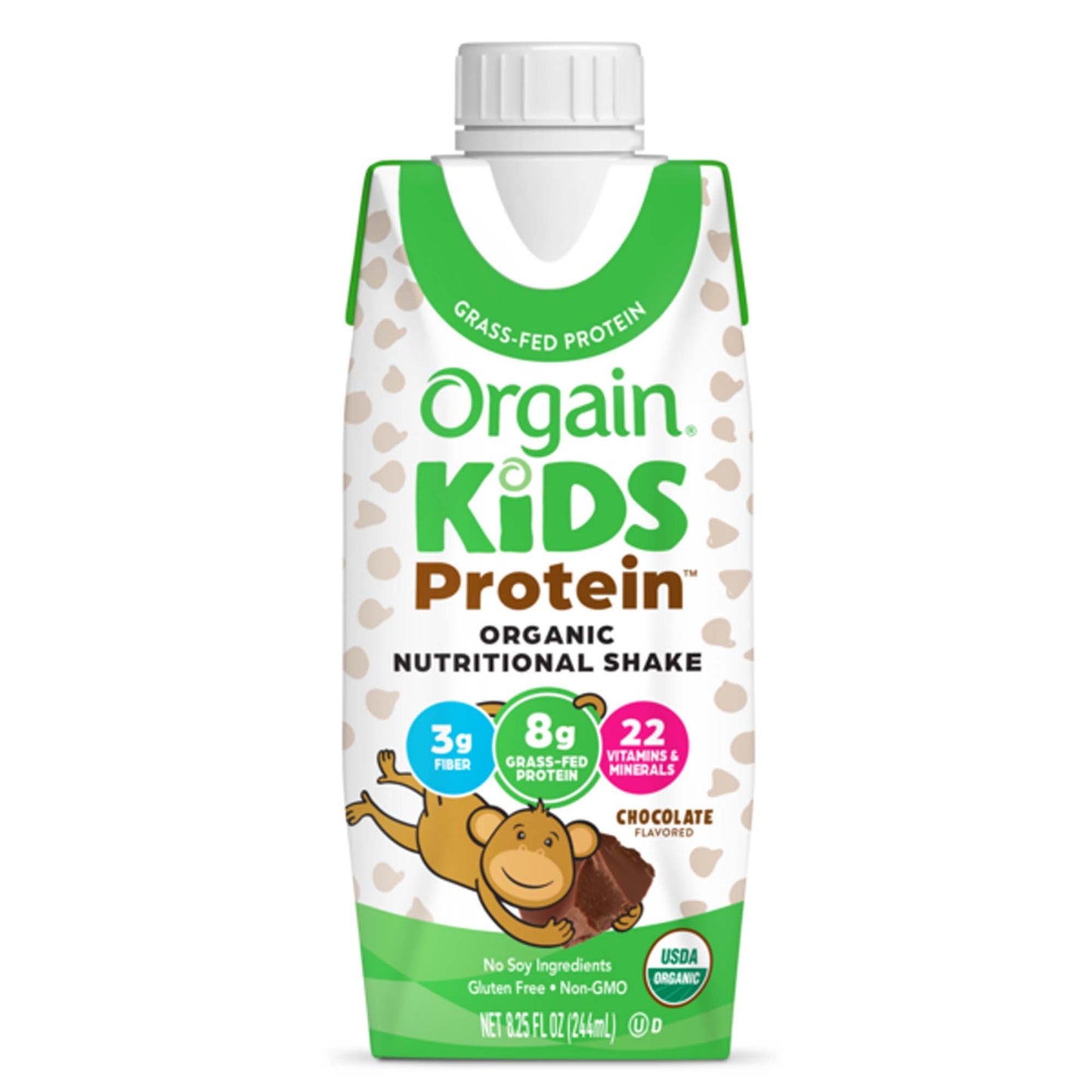 Orgain Kids Protein Organic Nutritional Shake Pediatric Oral Supplement Chocolate Flavor Carton Liquid Protein