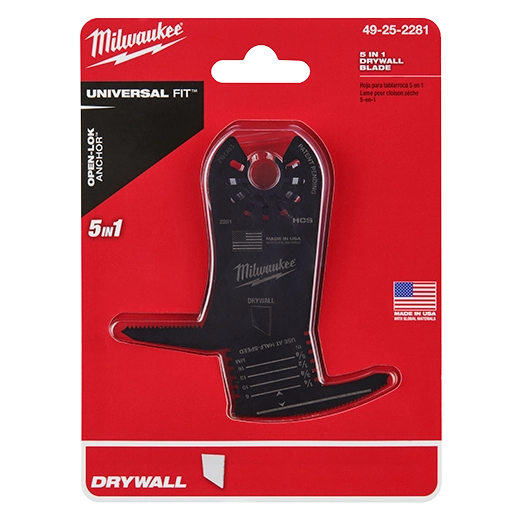 Milwaukee 5-in-1 Drywall Universal Fit Oscillating Multi-Tool Blade (1 PK) 49-25-2281 | 2 in Blade Length, High Carbon Steel