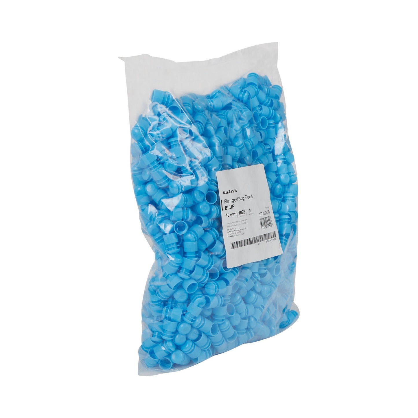 McKesson Flanged Plug Cap, Blue, Polyethylene, for use with 16mm Tubes
