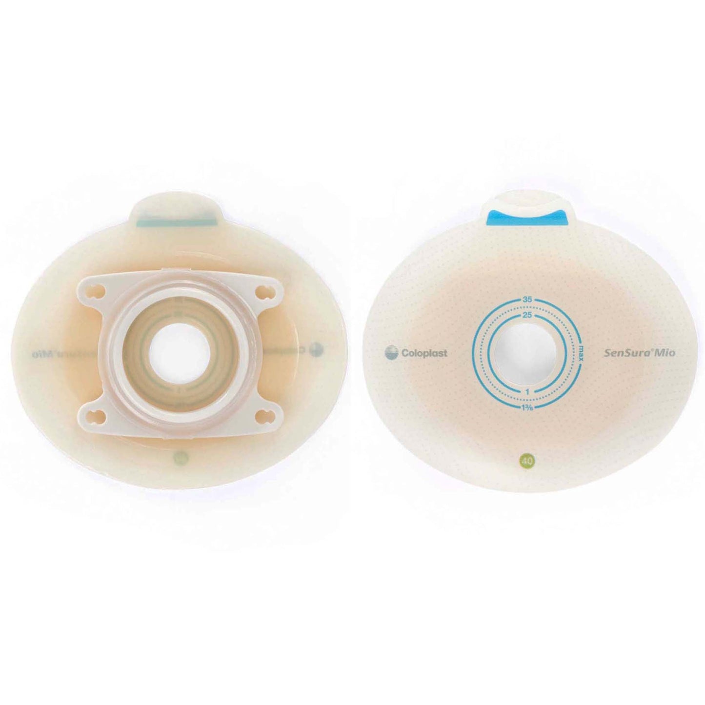 SenSura® Mio Click Ostomy Barrier, Stoma Opening, Green Color Match
