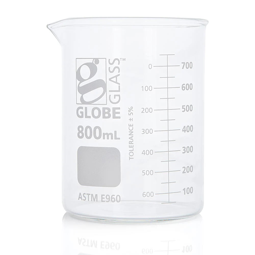 Globe Scientific Borosilicate Glass Beaker Globe Glass Low Form 10 mL to 4000 mL