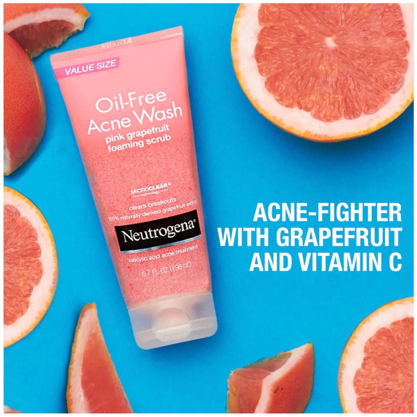 Neutrogena® Oil-Free Acne Wash Pink Grapefruit Foaming Scrub, Tube