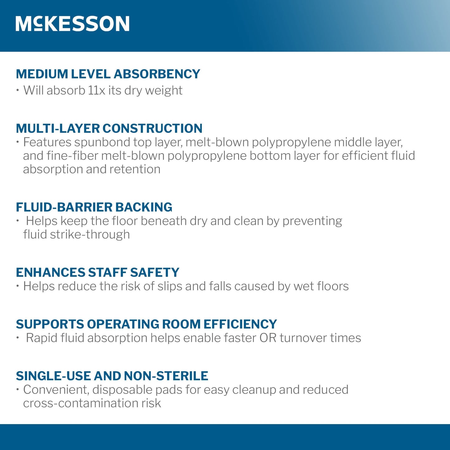 McKesson Anti-Static Anti-Fatigue Floor Mat Moderate Absorbency Green Spunbond / Melt-Blown Polypropylene