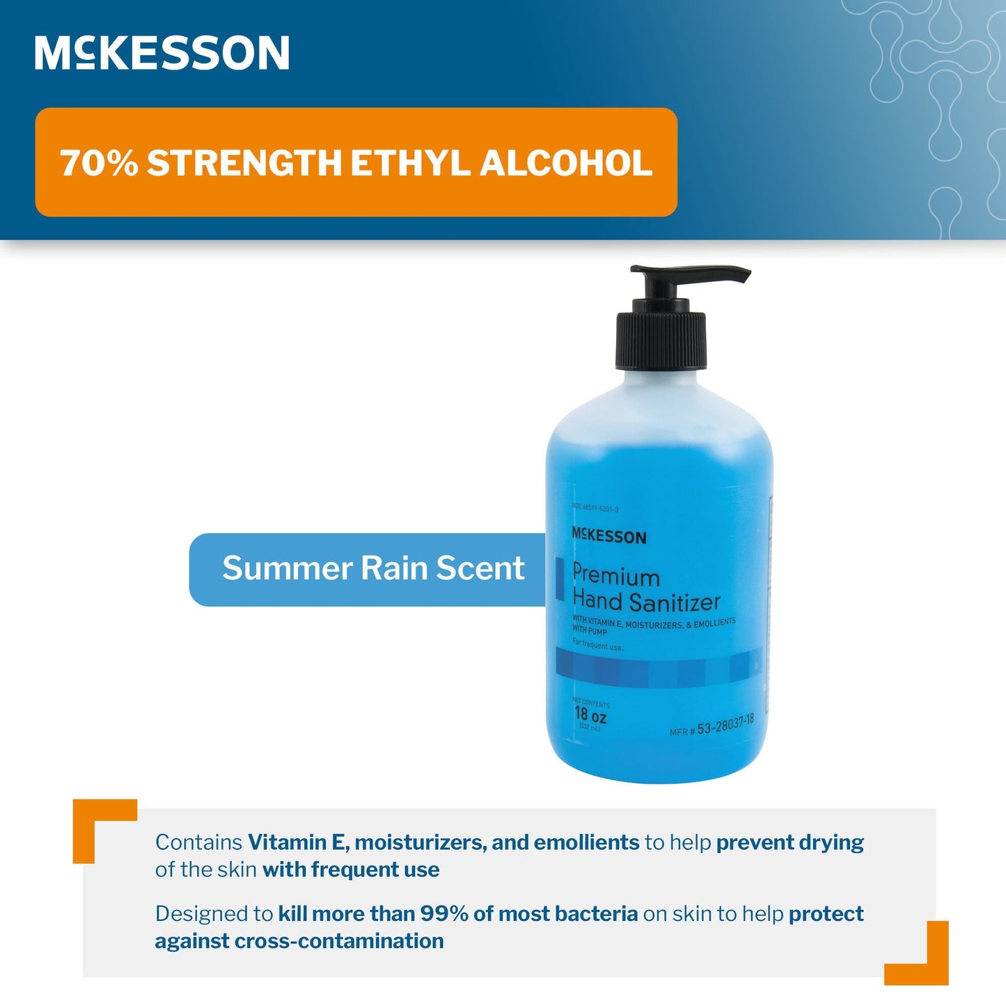 McKesson Premium Hand Sanitizer 70% Alcohol Gel, Bottle, Summer Rain Scent
